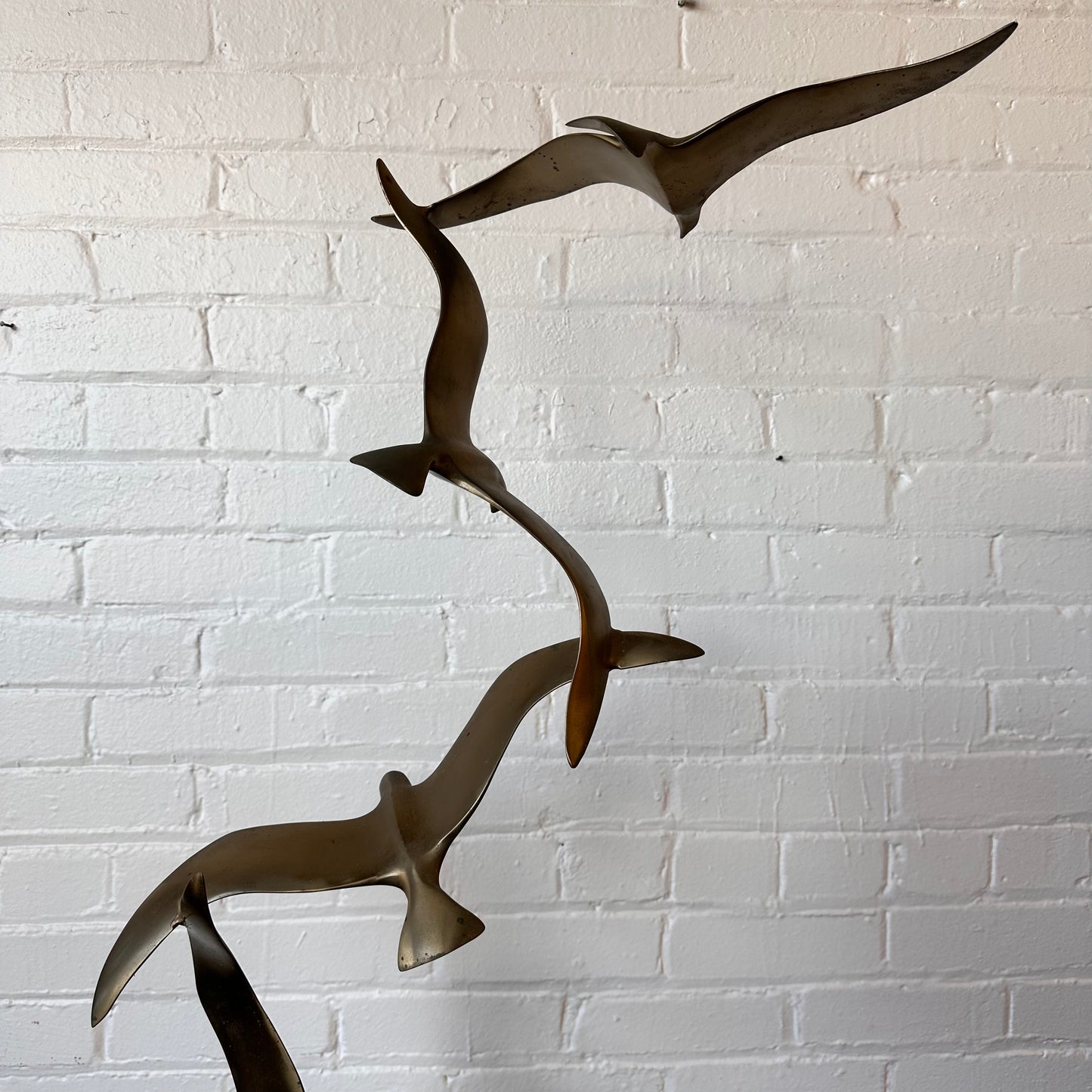 LARGE "BIRDS IN FLIGHT" BRASS SCULPTURE, SIGNED BY CURTIS JERE