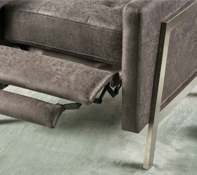 NEW OFF-BLACK MICROSUEDE CHROME RECLINER