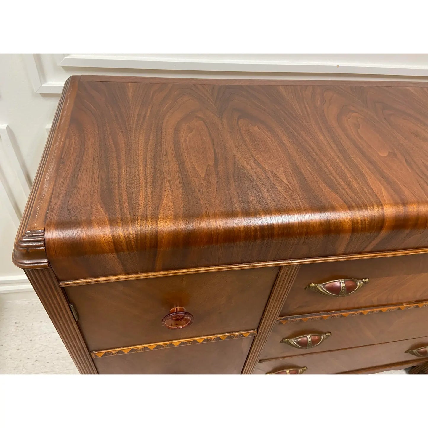 RESTORED ART DECO WATERFALL SIDEBOARD