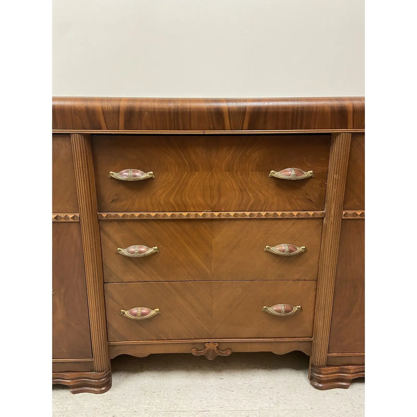 RESTORED ART DECO WATERFALL SIDEBOARD