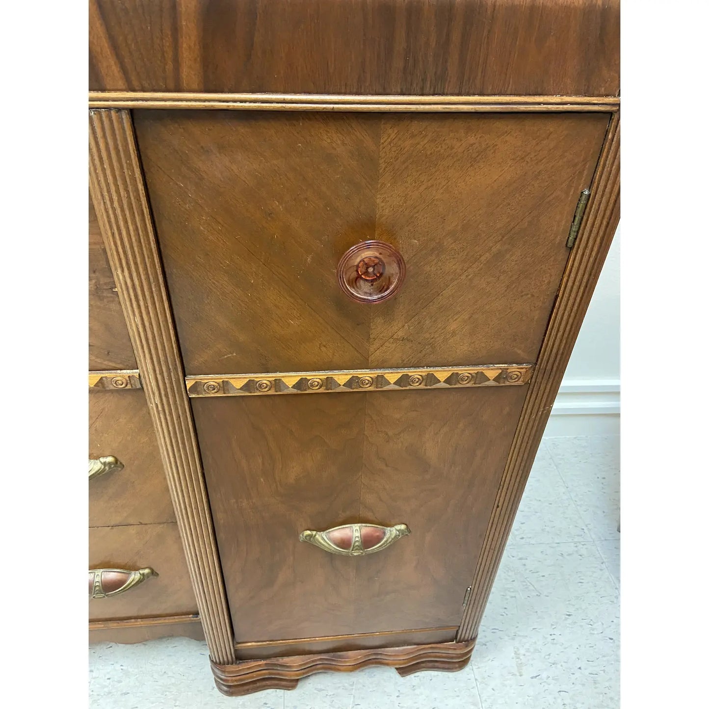 RESTORED ART DECO WATERFALL SIDEBOARD