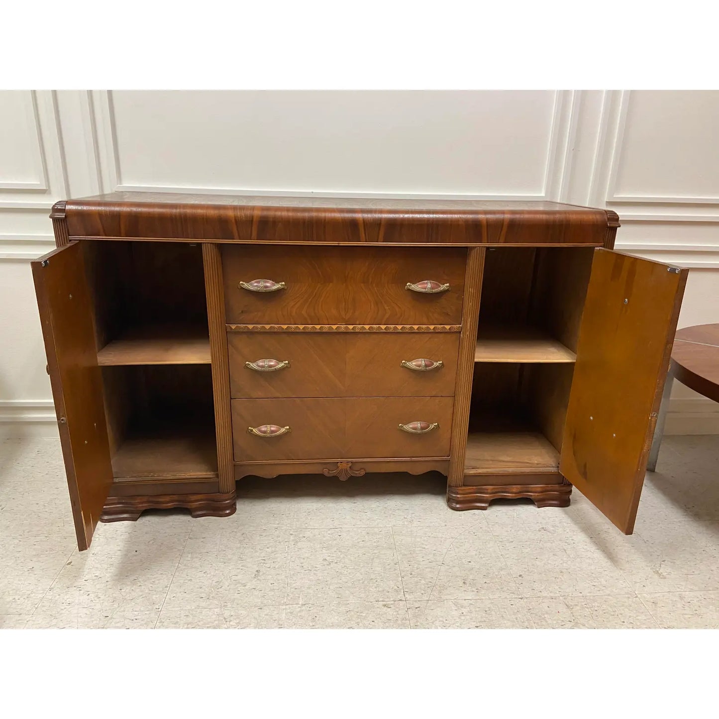 RESTORED ART DECO WATERFALL SIDEBOARD