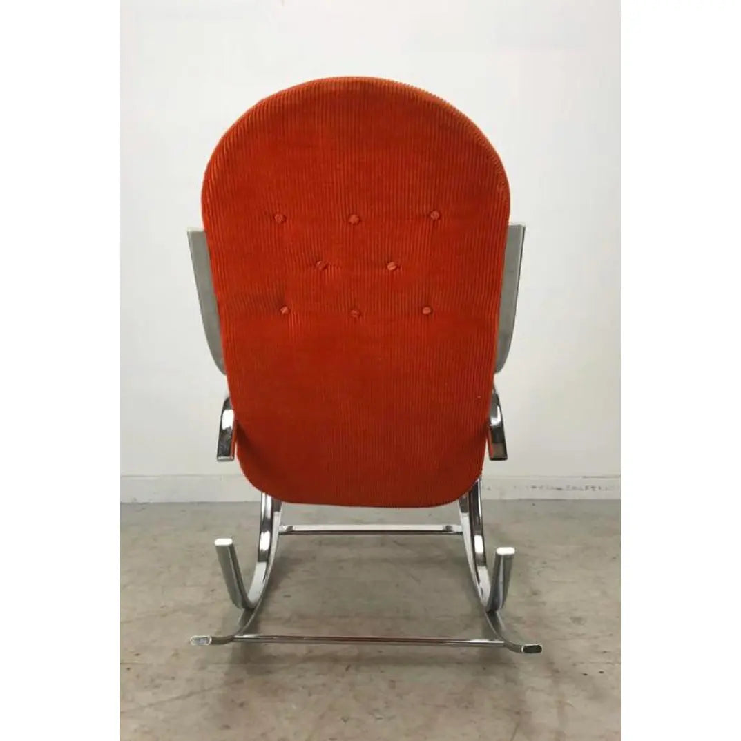 MILO BAUGHMAN CHROME ROCKER WITH ORANGE CORDUROY