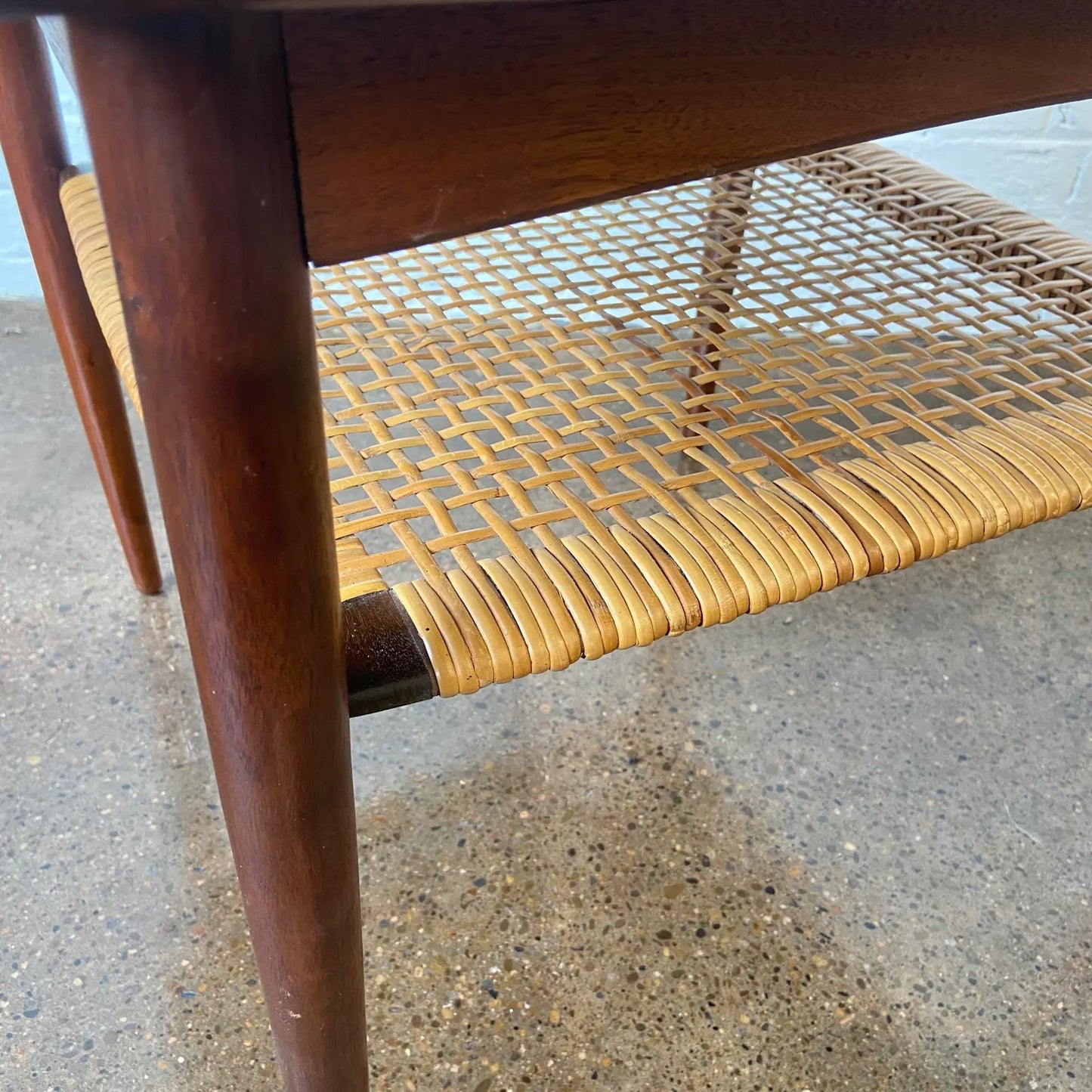 RESTORED POUL JENSEN TEAK TWO-TIER SIDE TABLE