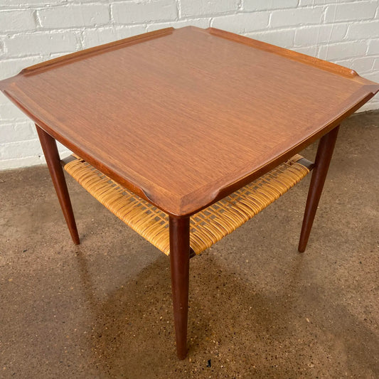 RESTORED POUL JENSEN TEAK TWO-TIER SIDE TABLE