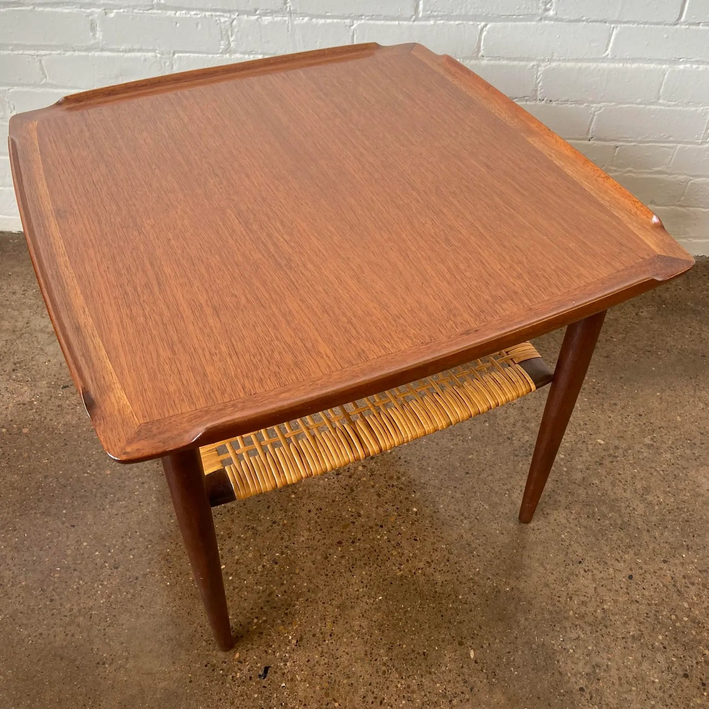 RESTORED POUL JENSEN TEAK TWO-TIER SIDE TABLE
