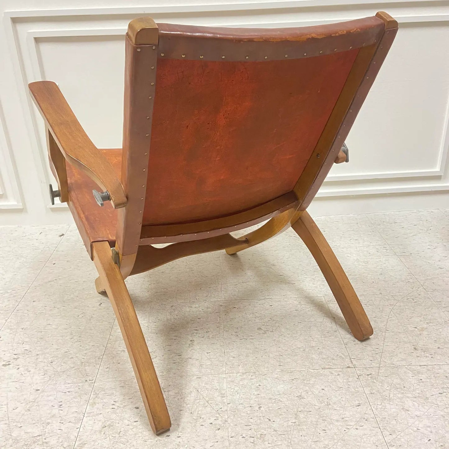 ECUADORIAN VINTAGE ANGEL PAZMINO LEATHER ARM CHAIR