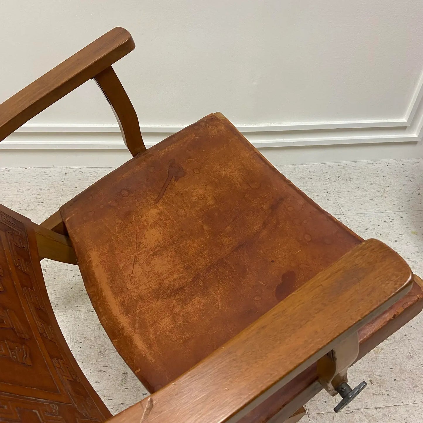 ECUADORIAN VINTAGE ANGEL PAZMINO LEATHER ARM CHAIR