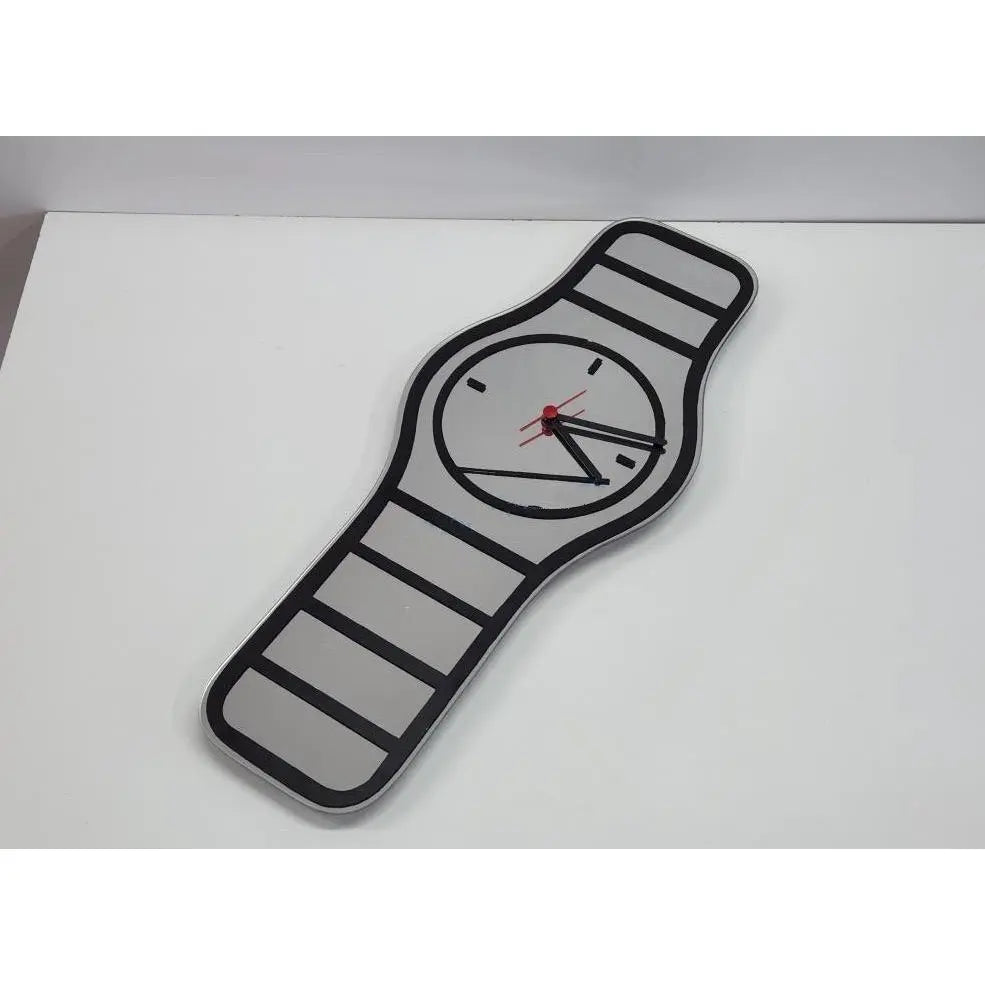 GRAPHIC WRISTWATCH DESIGN WALL MIRROR CLOCK