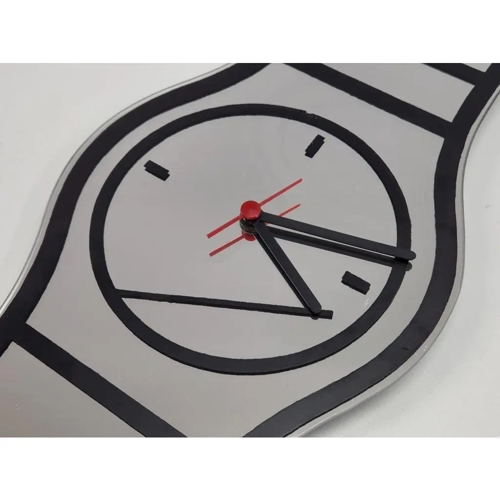 GRAPHIC WRISTWATCH DESIGN WALL MIRROR CLOCK
