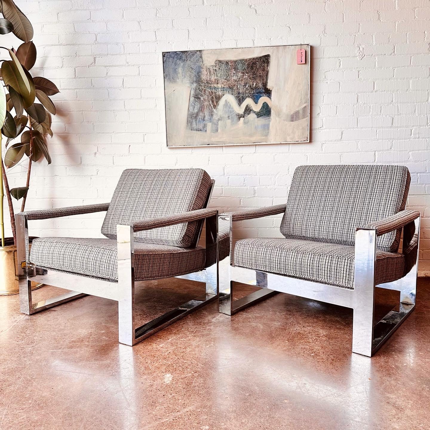 MILO BAUGHMAN FOR THAYER COGGIN CHROME CHAIRS - PAIR
