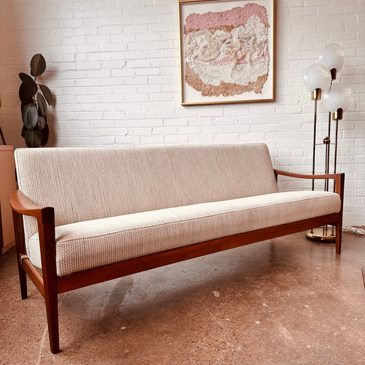 REUPHOLSTERED MODERN WALNUT SOFA FROM NORWAY