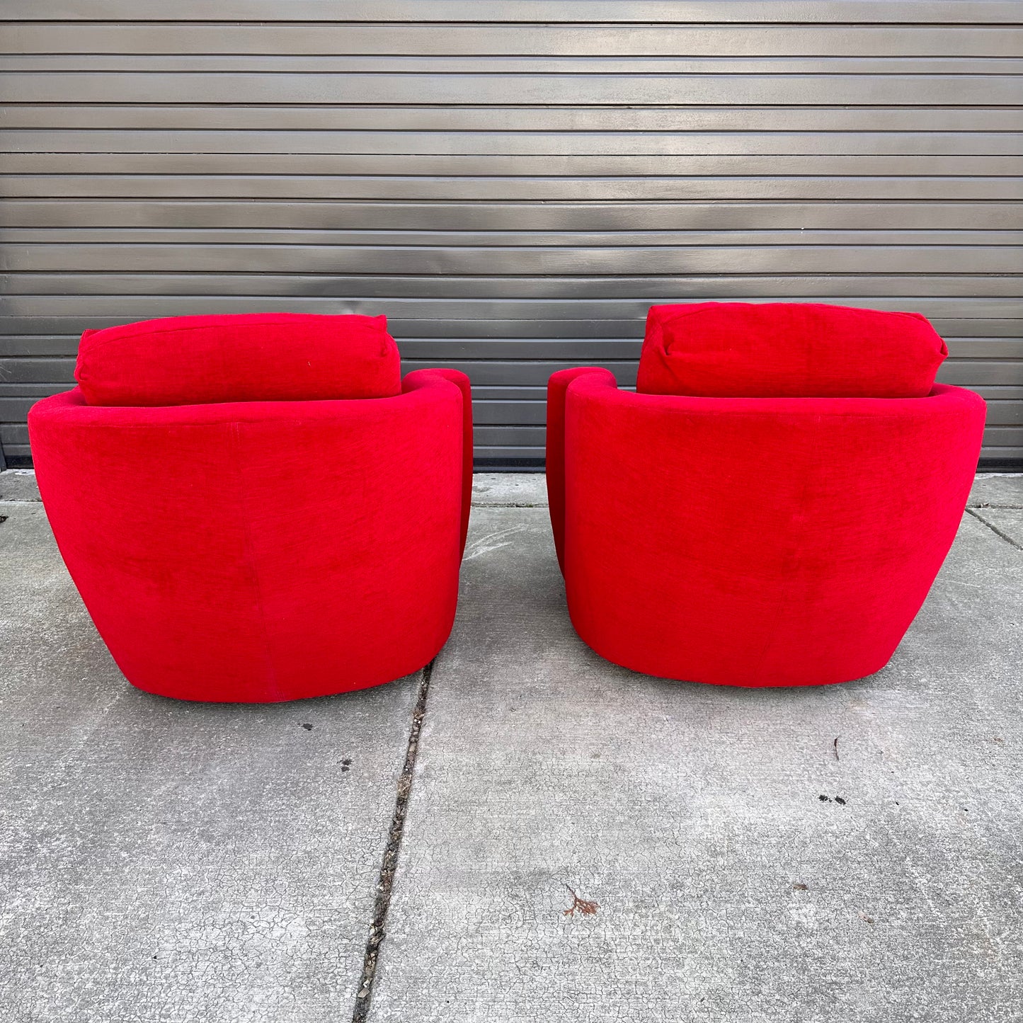 LIPSTICK RED SWIVEL CHAIRS FROM DIRECTIONAL - PAIR