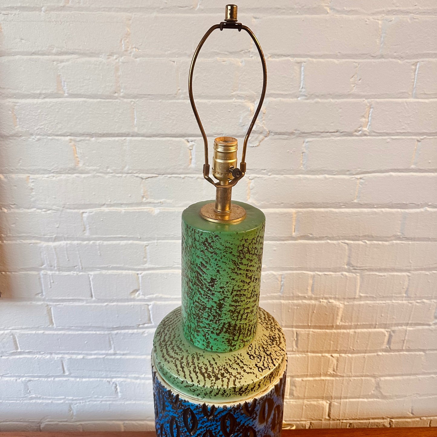 TALL CERAMIC TABLE LAMP IN MID-CENTURY BLUE & GREEN