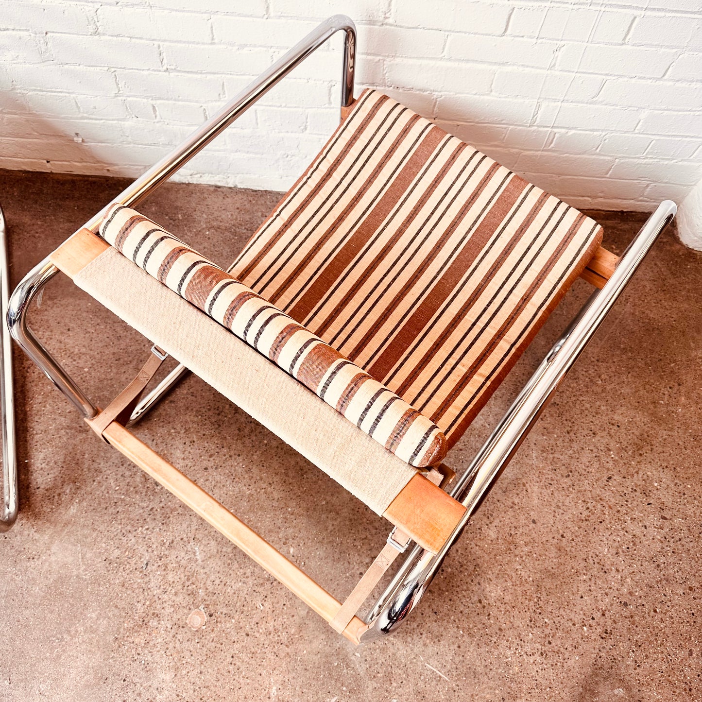 PAIR OF CHROME SLING CHAIRS BY MICHEL DALLAIRE FOR KAREMA