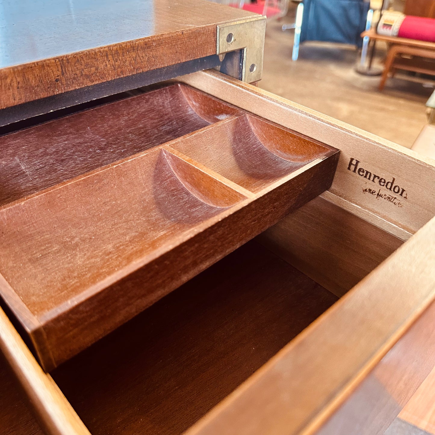 SIX DRAWER DRESSER IN HENREDON CAMPAIGN STYLE