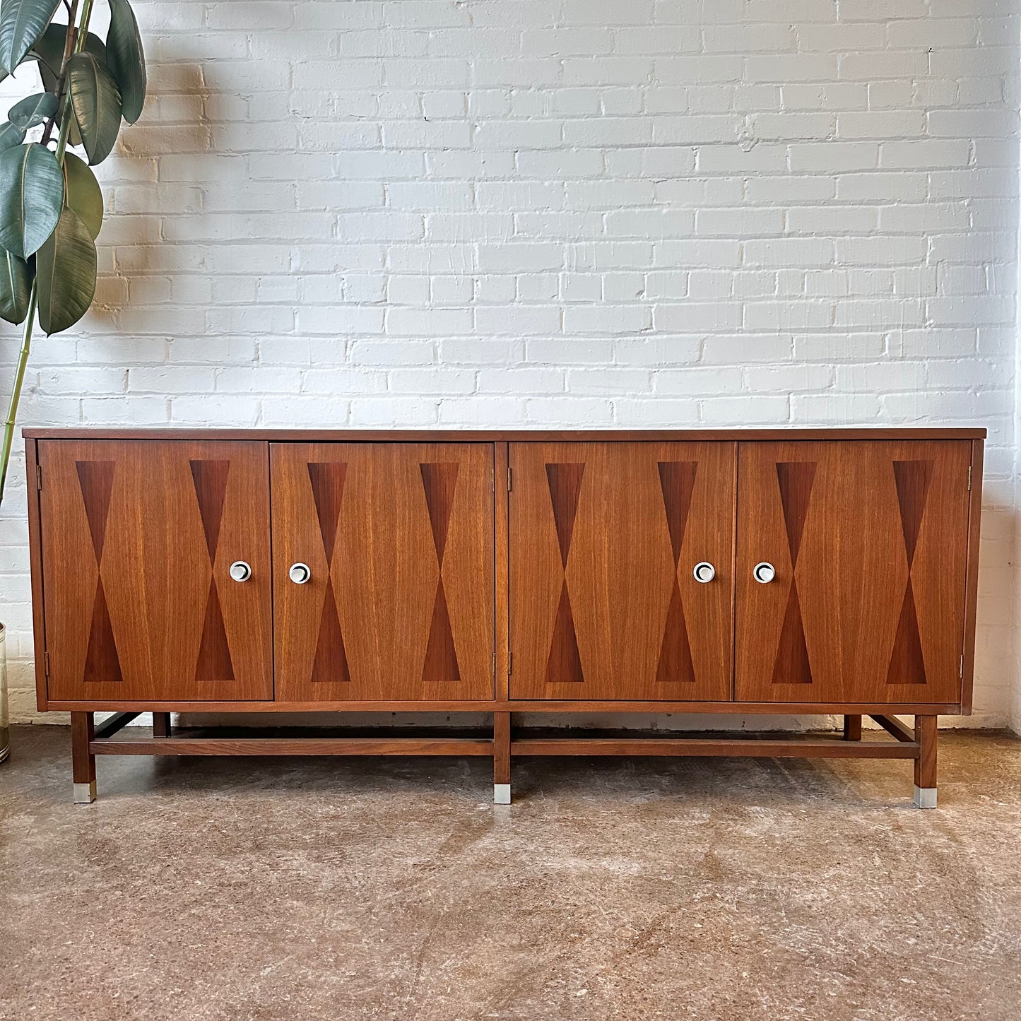 RESTORED PAUL BROWNING WALNUT & ROSEWOOD CREDENZA