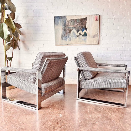 MILO BAUGHMAN FOR THAYER COGGIN CHROME CHAIRS - PAIR
