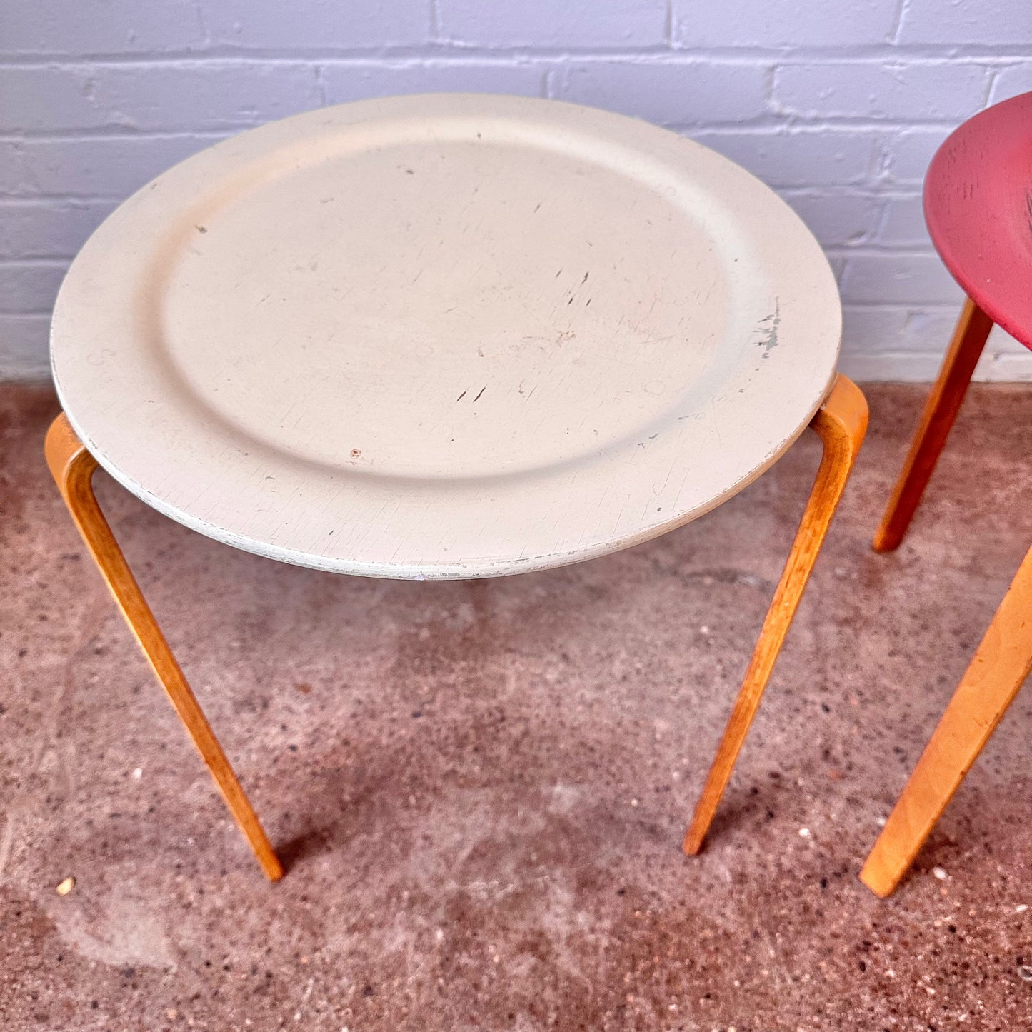SET OF 3 ROUND STACKING TABLES BODAFORS, SWEDEN C. 1950S