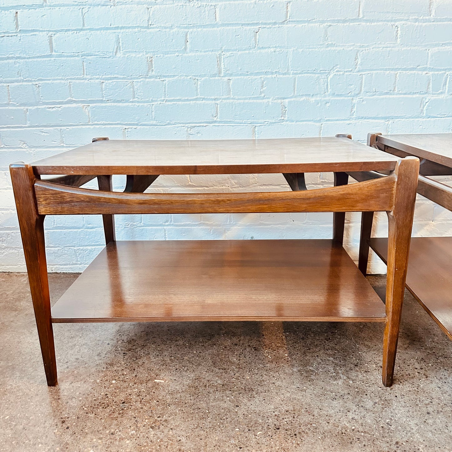 MCM WALNUT TWO-TIER END TABLES - PAIR