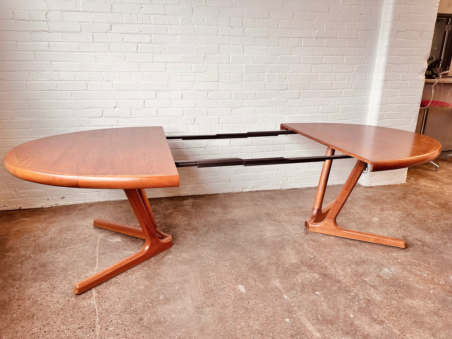 RESTORED OVAL DANISH MODERN DINING TABLE