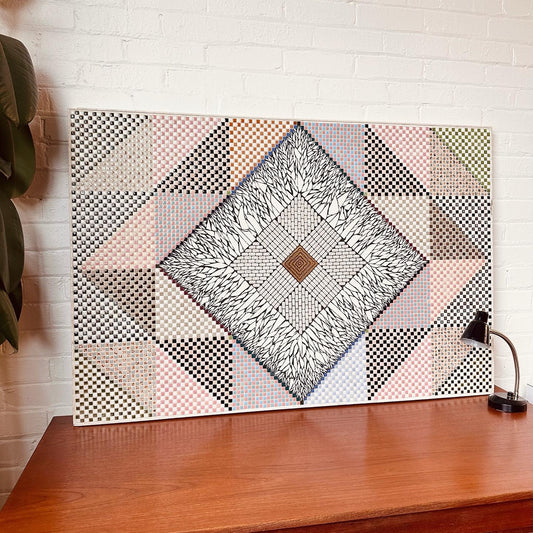 HANDCRAFTED GEOMETRIC MOSAIC TILED ART PANEL
