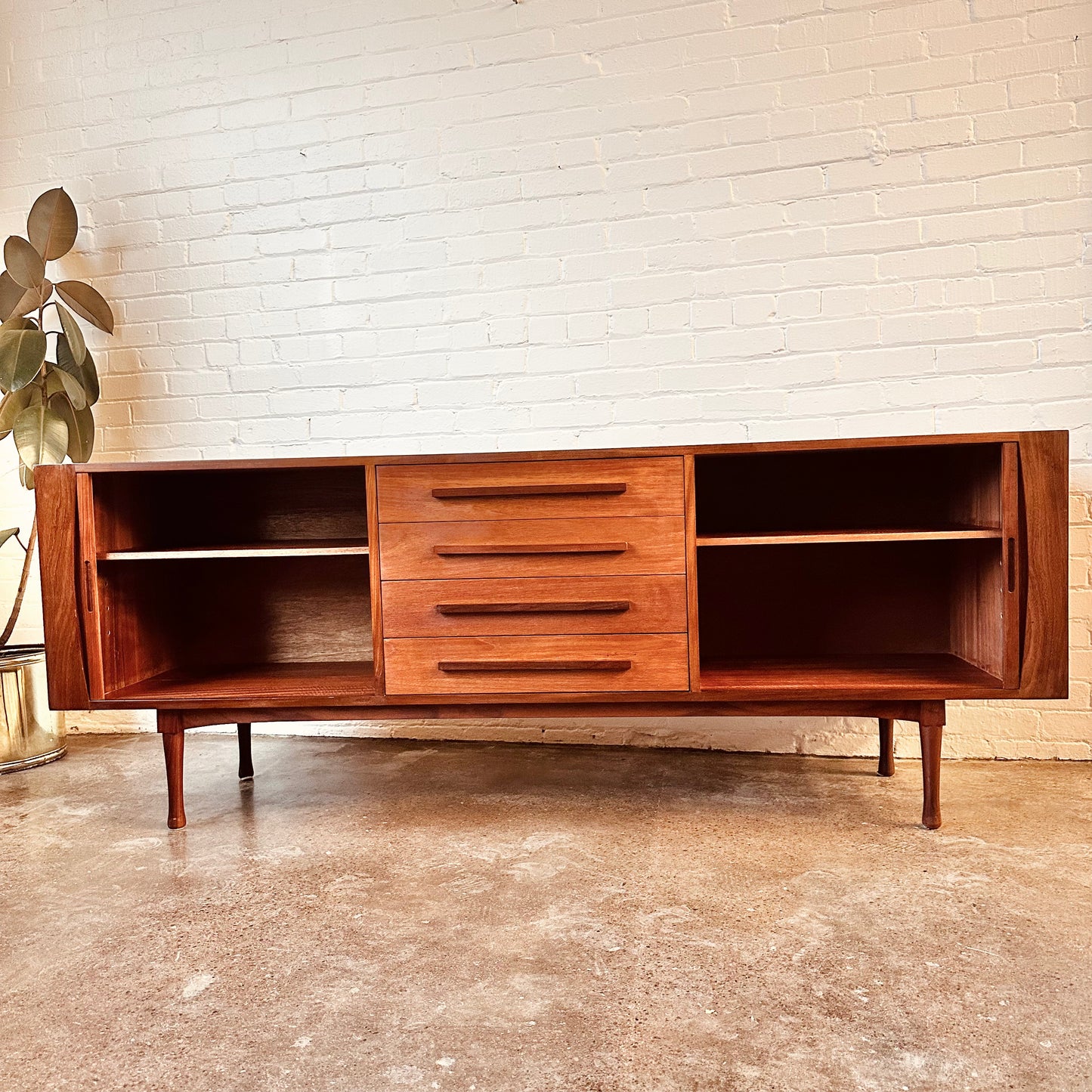 RS ASSOCIATES TEAK TAMBOUR DOOR SIDEBOARD CREDENZA