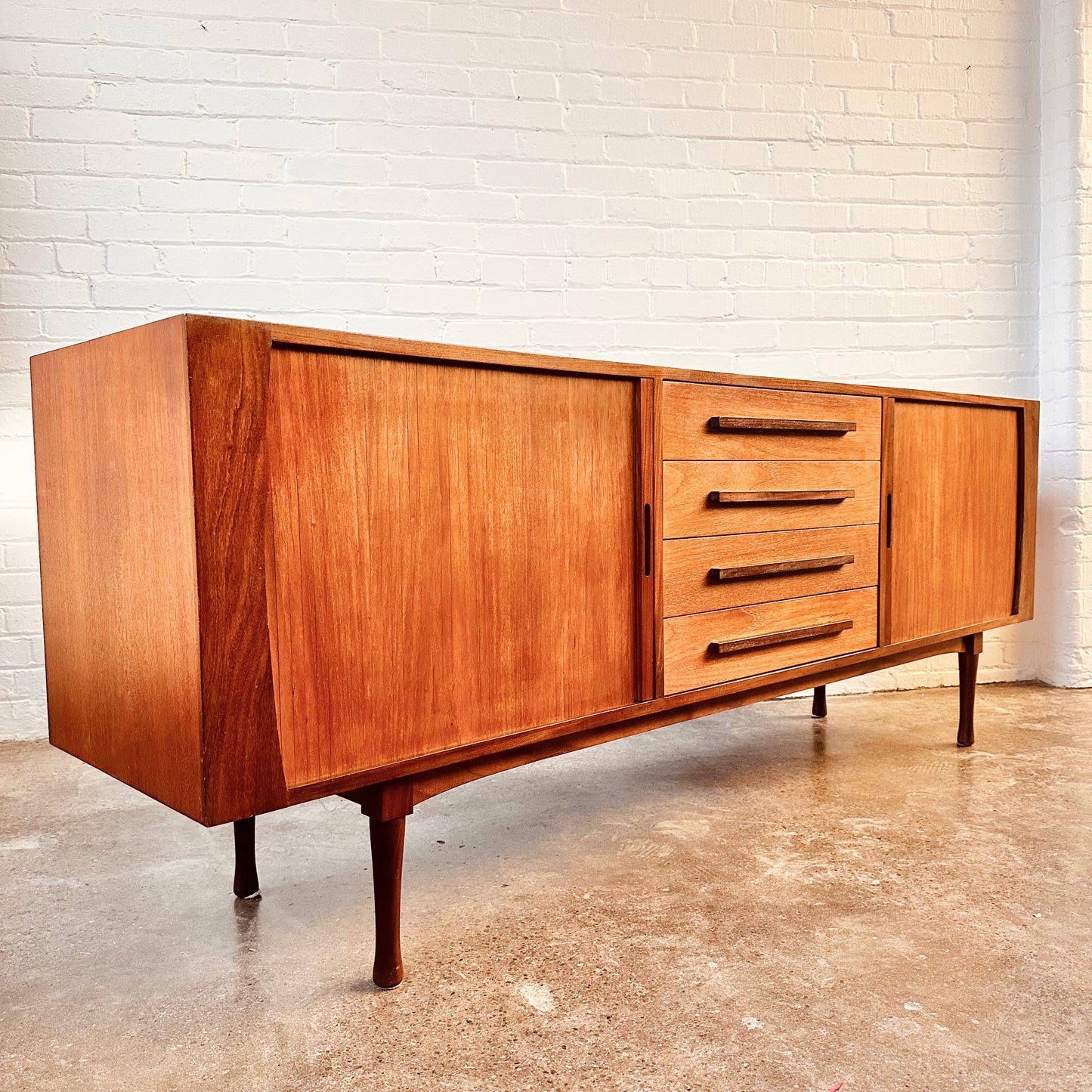 RS ASSOCIATES TEAK TAMBOUR DOOR SIDEBOARD CREDENZA