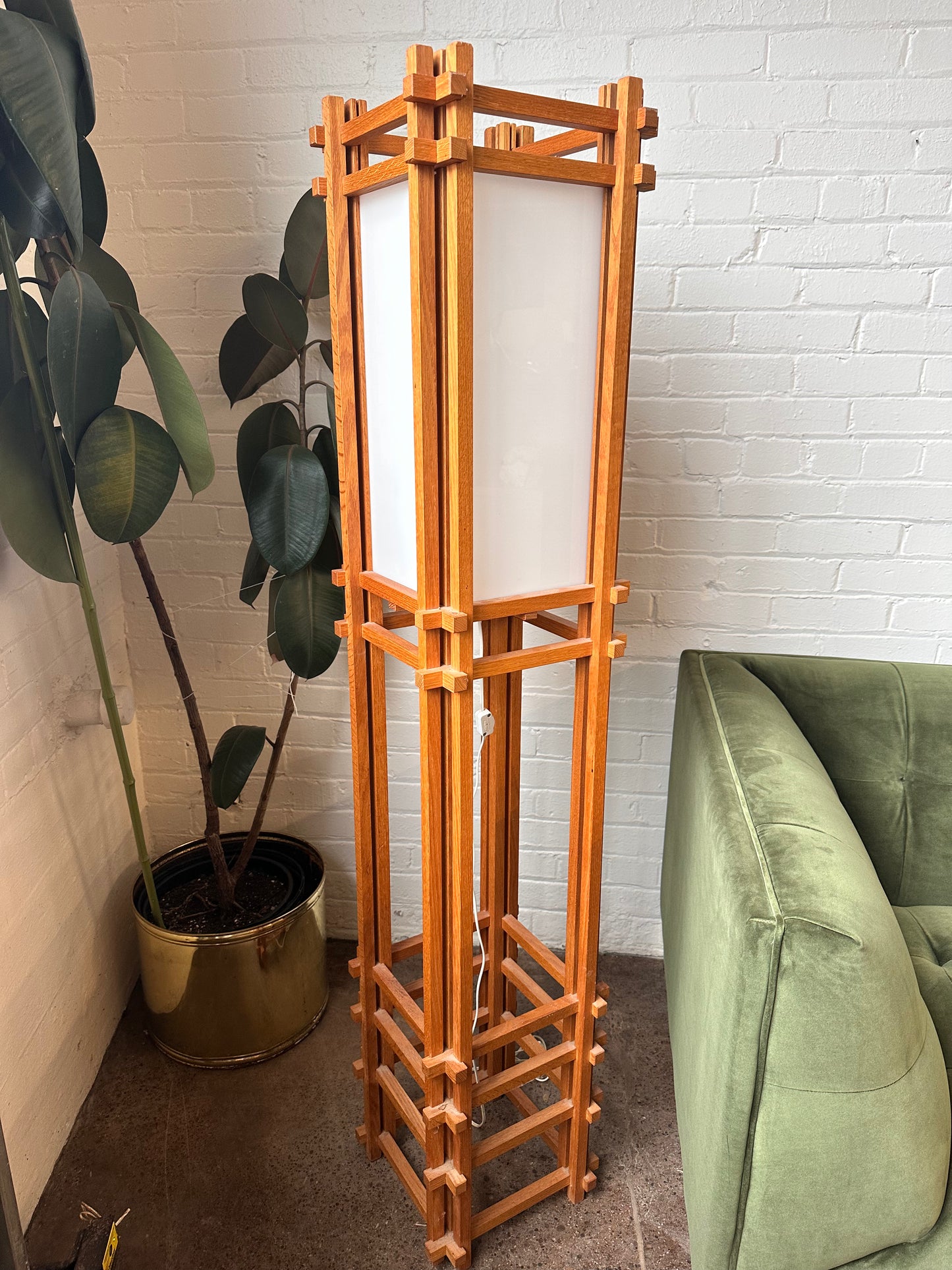 DANISH MISSION STYLE TEAK SHOJI FLOOR LAMP