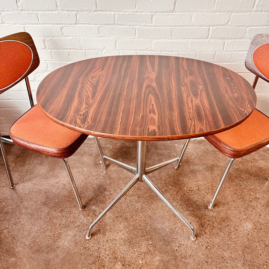 MCM CHROME & LAMINATE CAFE TABLE & CHAIR SET