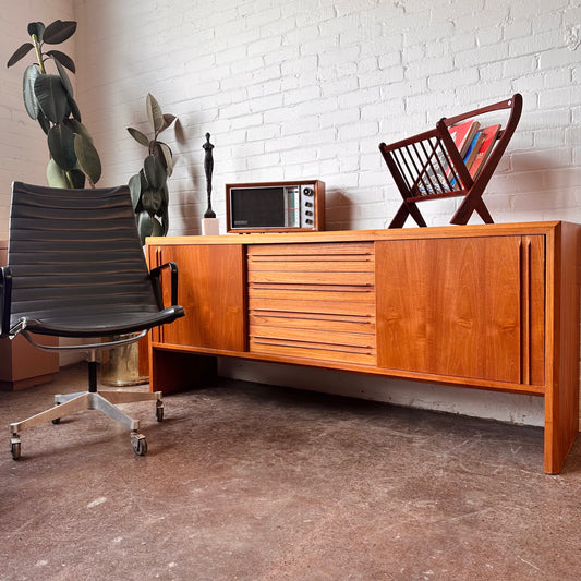 DANISH TEAK CREDENZA WITH WATERFALL DESIGN