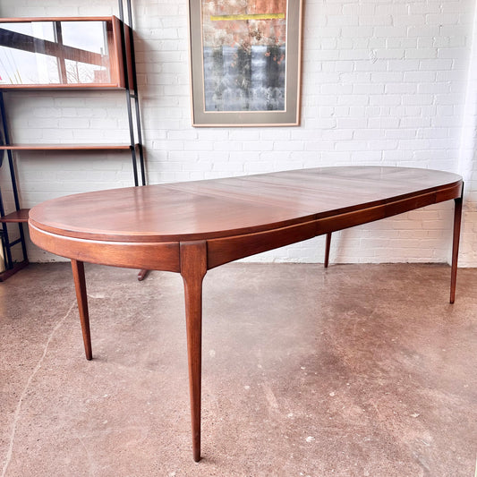 RESTORED MCM WALNUT OVAL DINING TABLE BY LANE