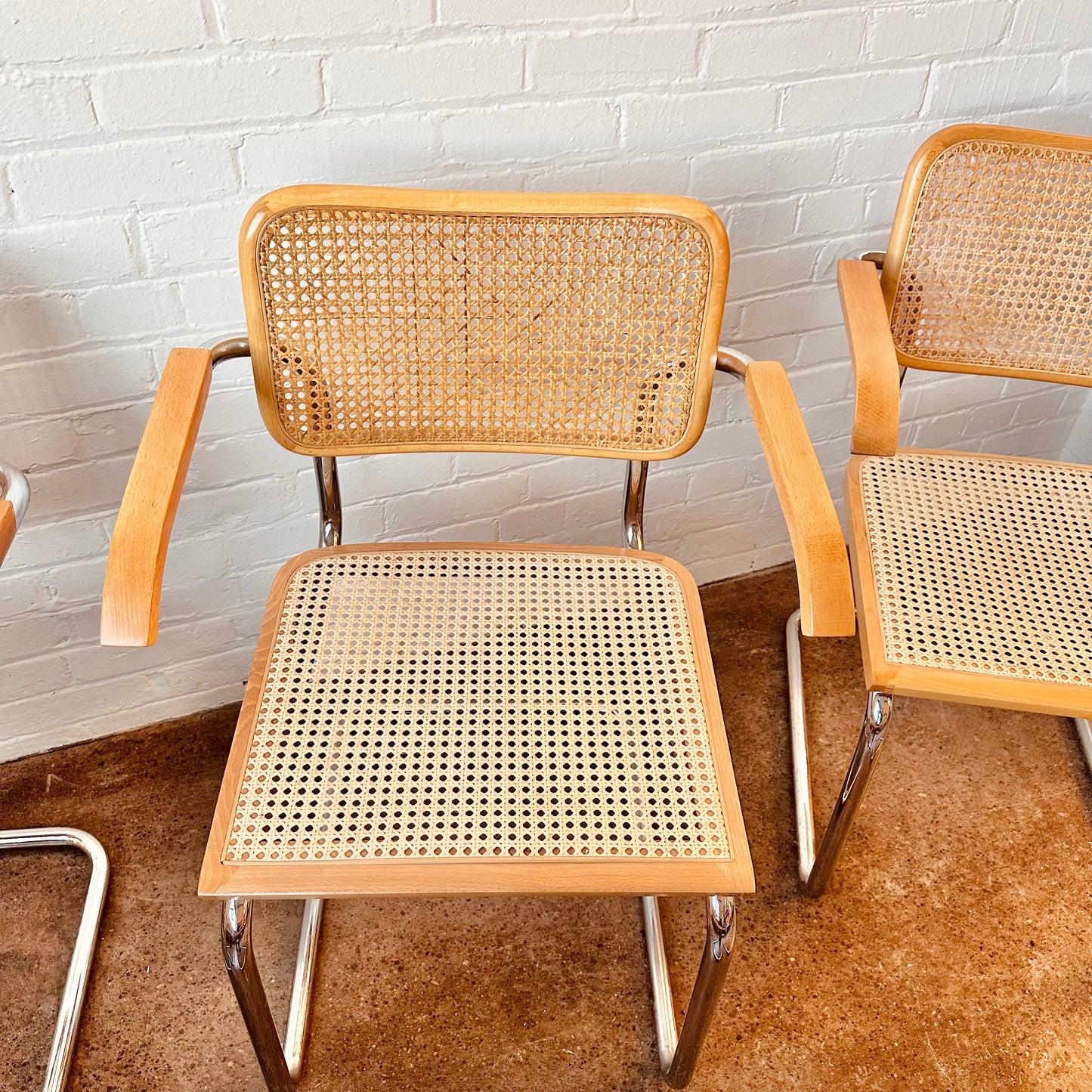 MARCEL BREUER CESCA CANED ARM CHAIRS - SET OF 6 MADE IN ITALY