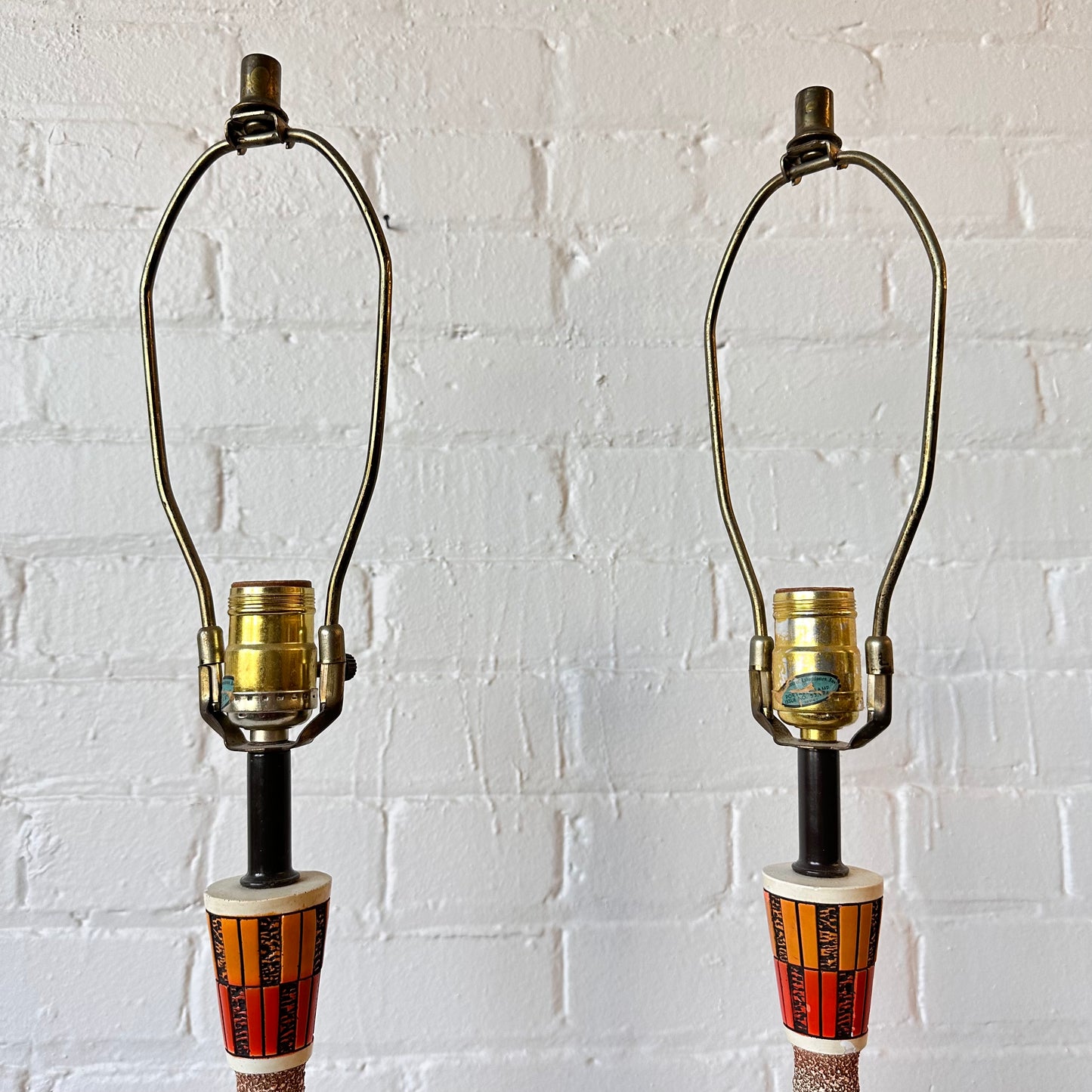 QUARTITE CREATIVE CERAMIC ORANGE TABLE LAMPS - PAIR