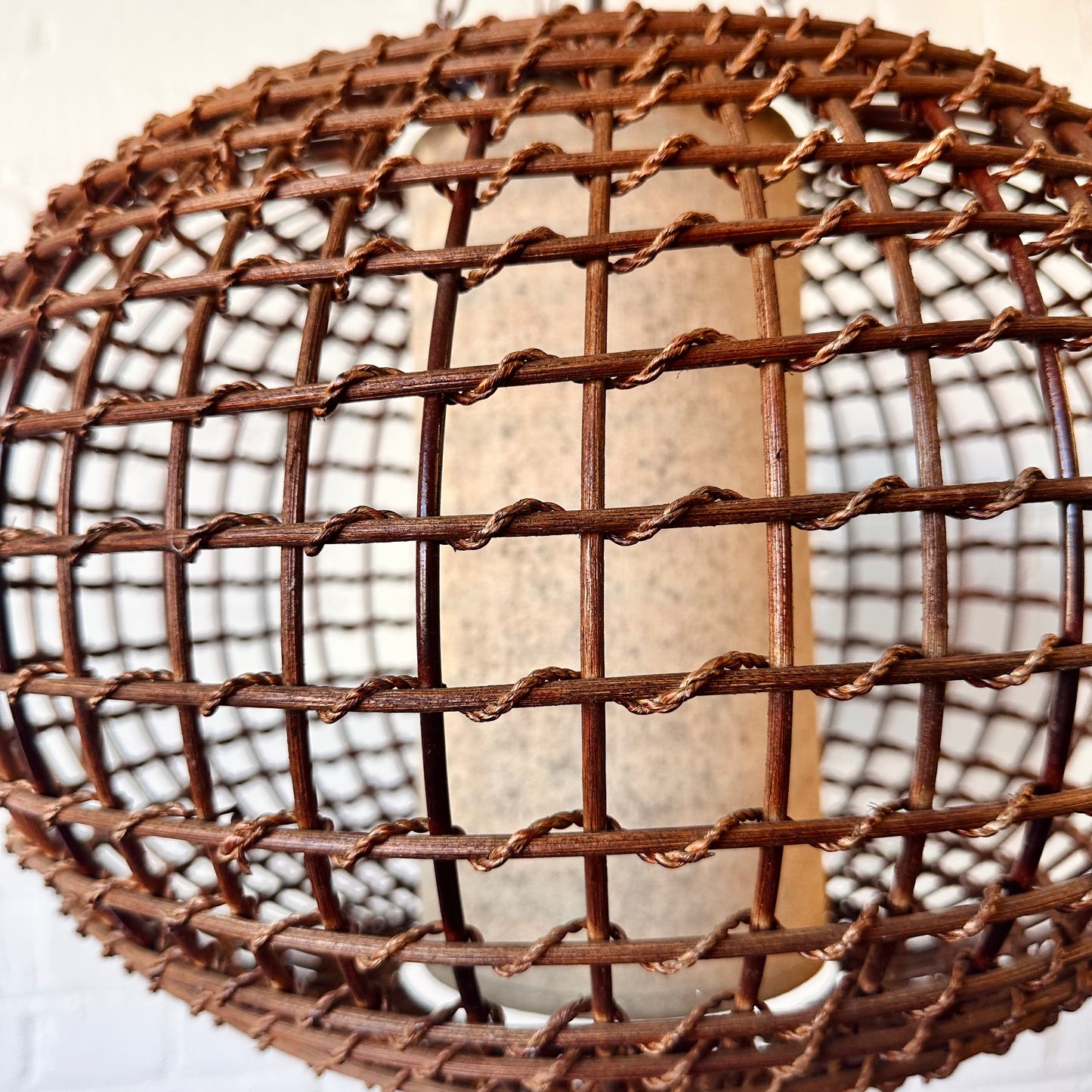 MCM RATTAN PLUG-IN HANGING LIGHT