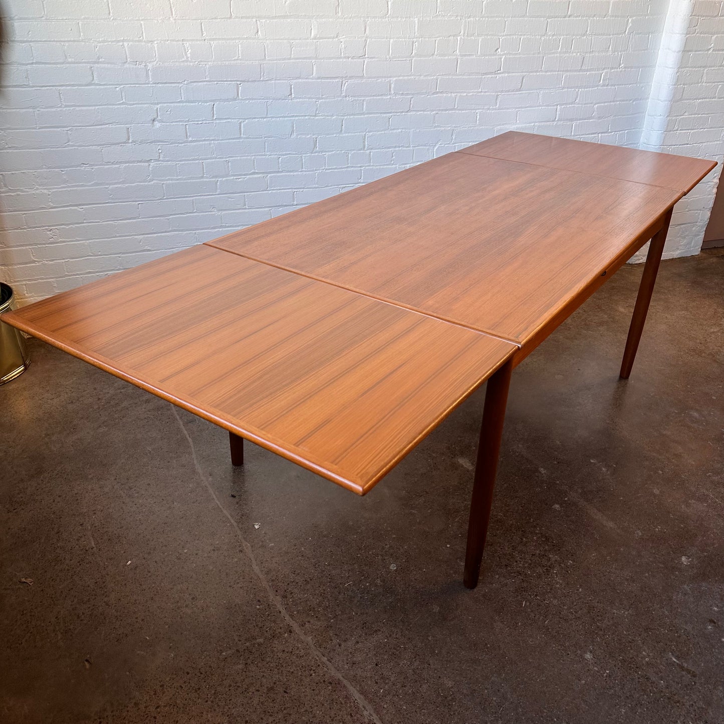 RESTORED DANISH TEAK DINING TABLE WITH DRAW LEAF