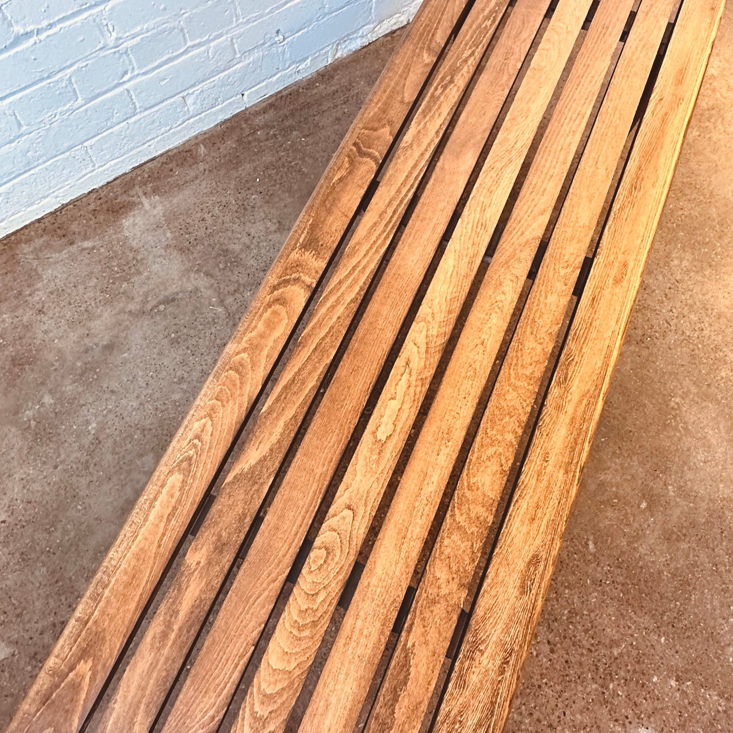 RESTORED MID-CENTURY SLAT WOOD COFFEE TABLE