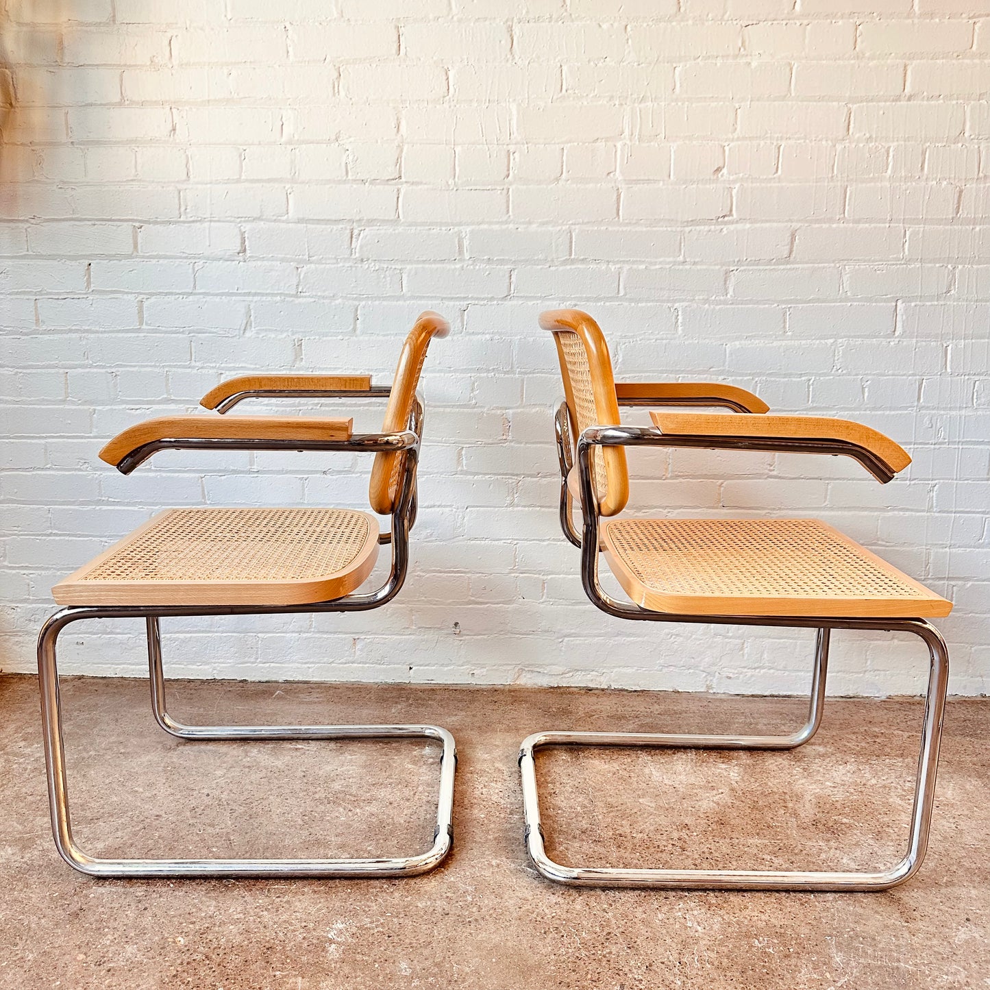 MARCEL BREUER CESCA CANED ARM CHAIRS - SET OF 6 MADE IN ITALY