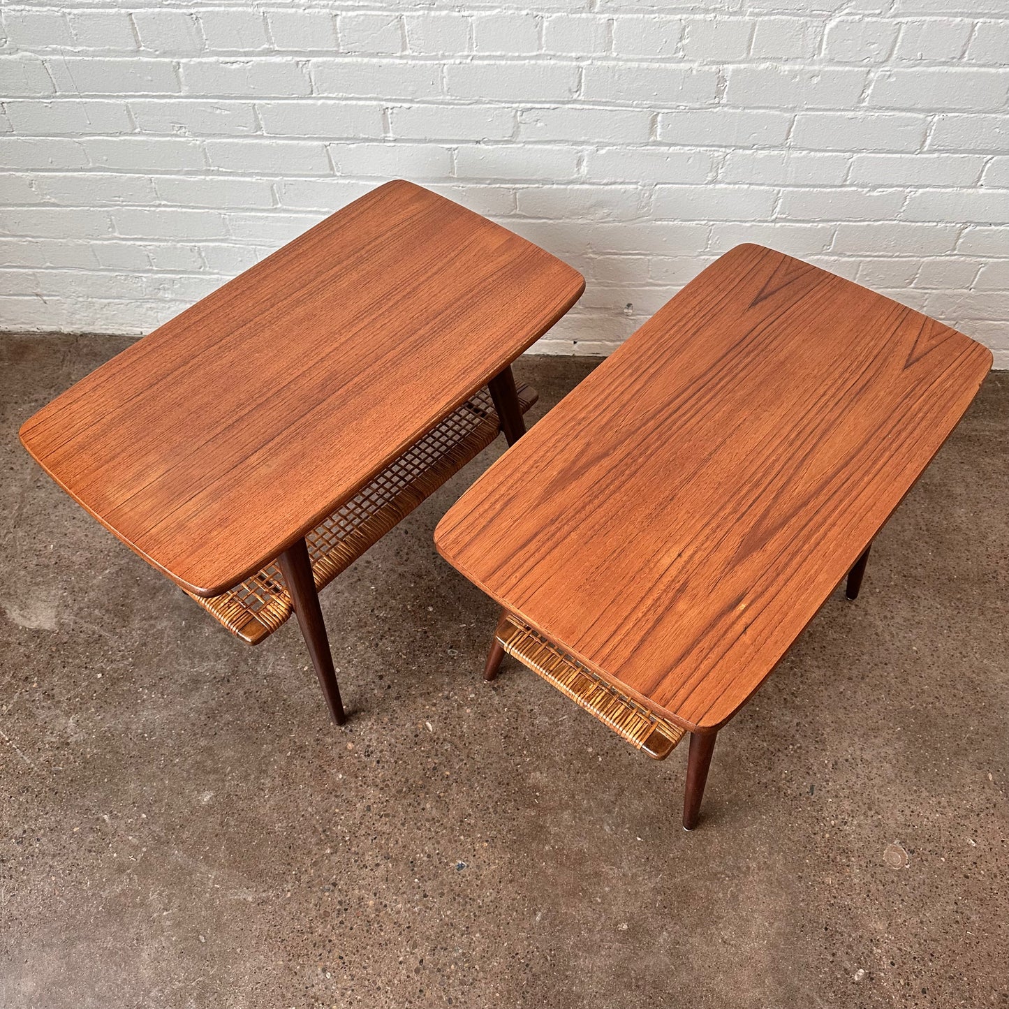 TEAK & CANE SIDE TABLES CASALA MODELL