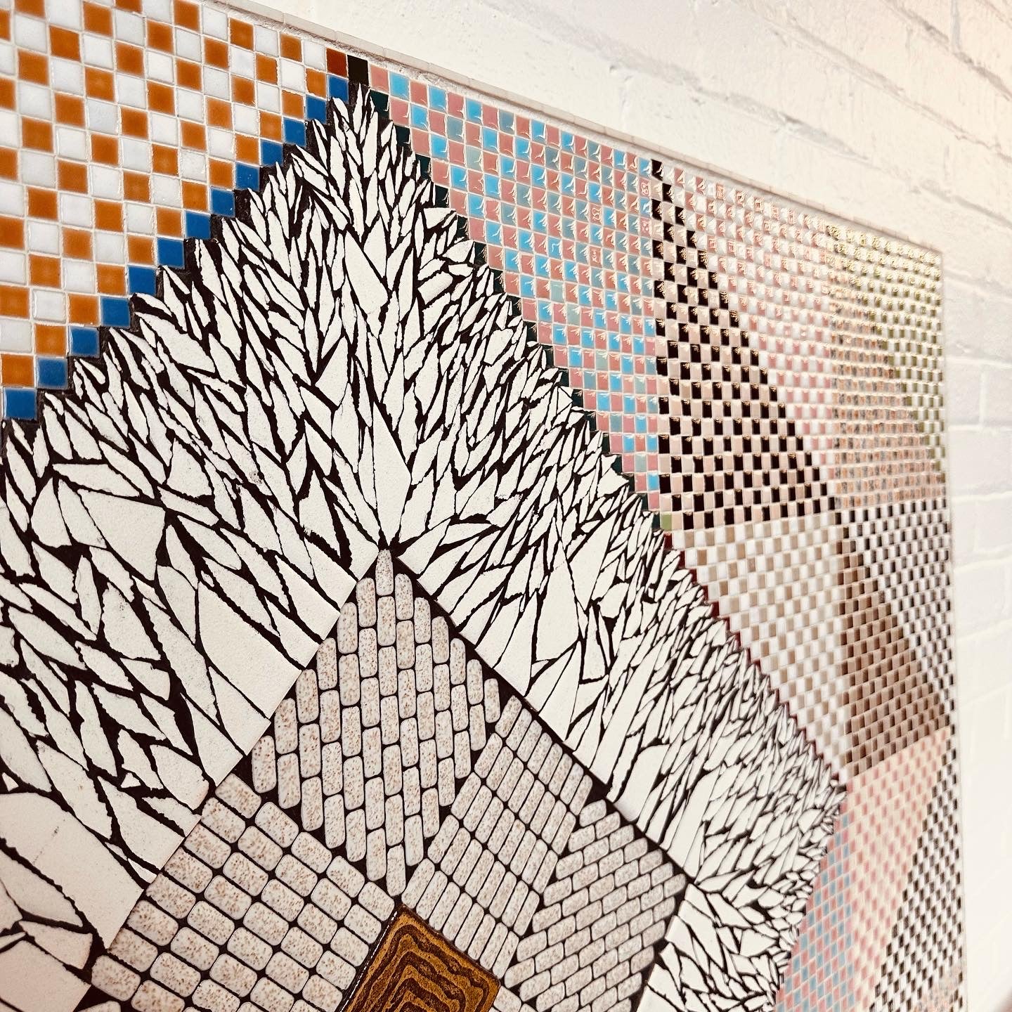 HANDCRAFTED GEOMETRIC MOSAIC TILED ART PANEL