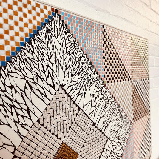 HANDCRAFTED GEOMETRIC MOSAIC TILED ART PANEL