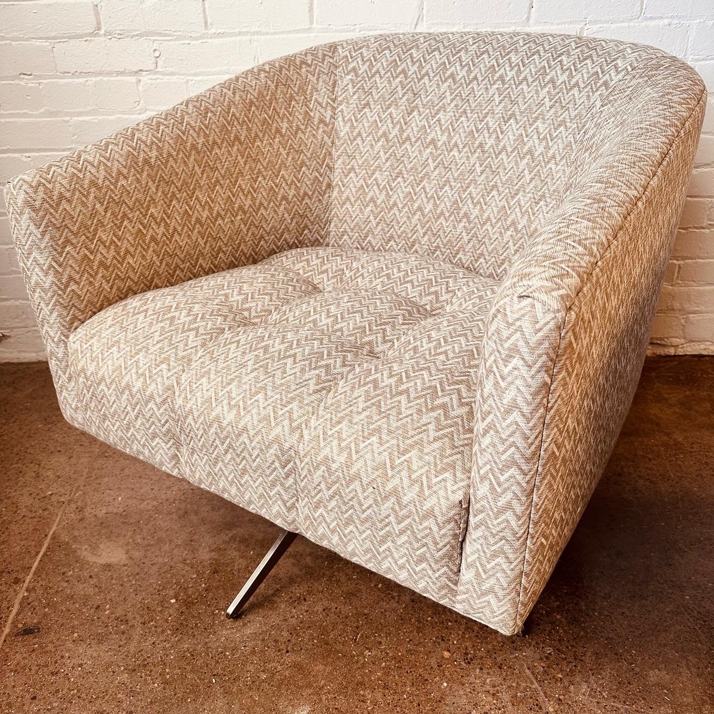 ROWE CHEVRON UPHOLSTERED SWIVEL CHAIRS - PAIR