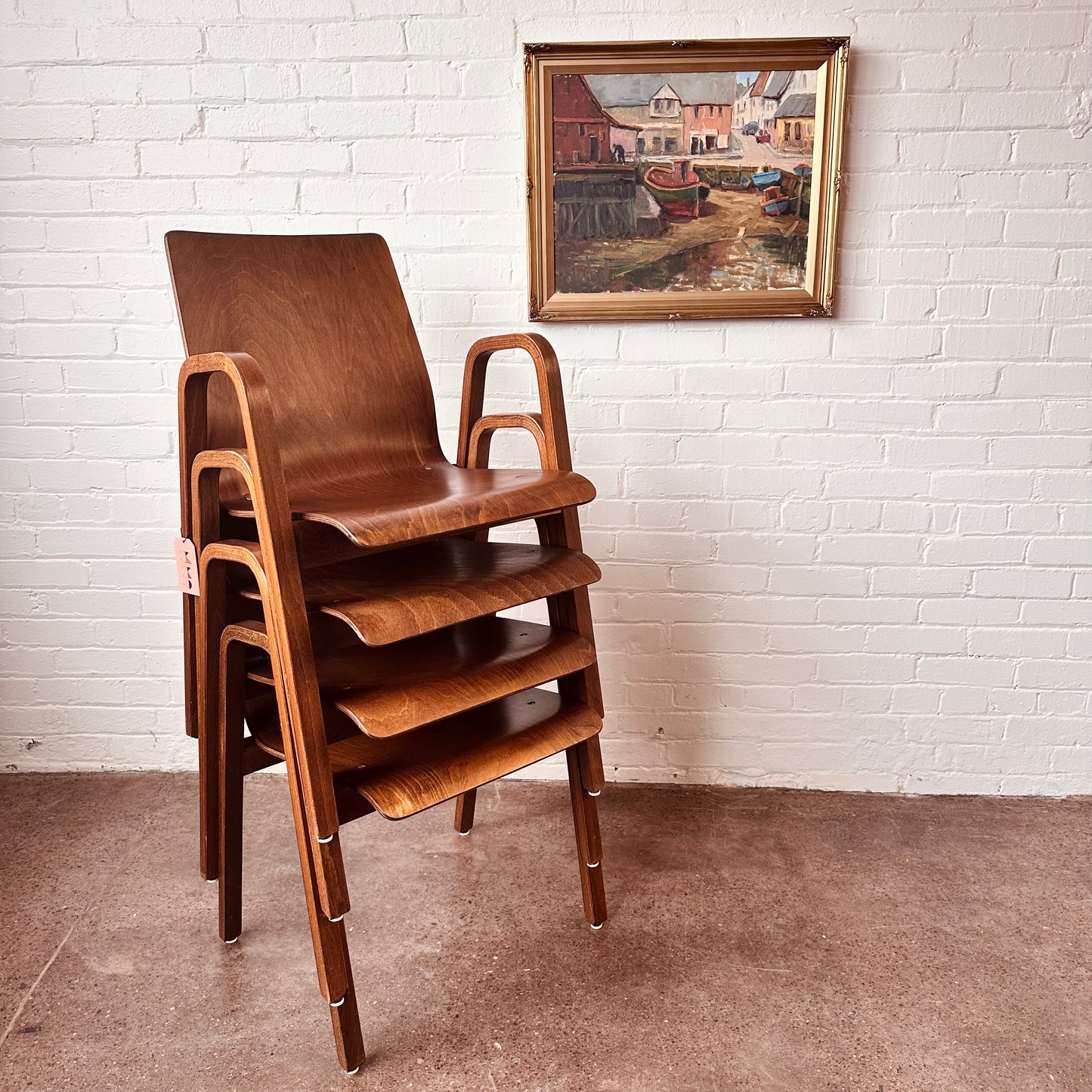 SET OF 4 BENTWOOD STACKING CHAIRS FROM HOLLAND