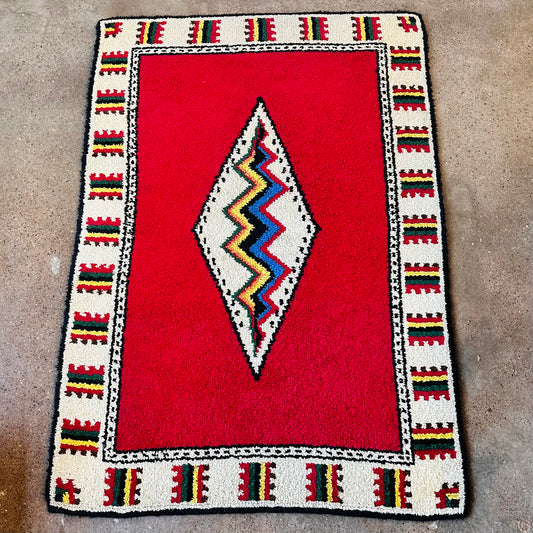 1960 HAND WOVEN MEXICAN SHAG AREA RUG
