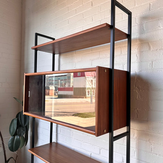 DANISH TEAK & IRON FREESTANDING WALL UNIT