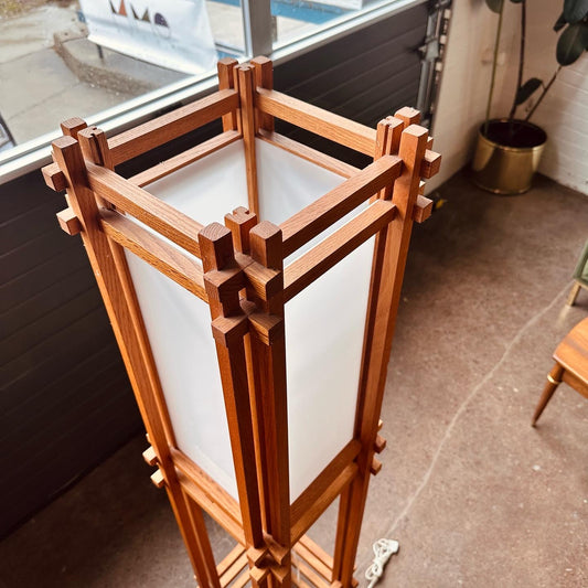 DANISH MISSION STYLE TEAK SHOJI FLOOR LAMP