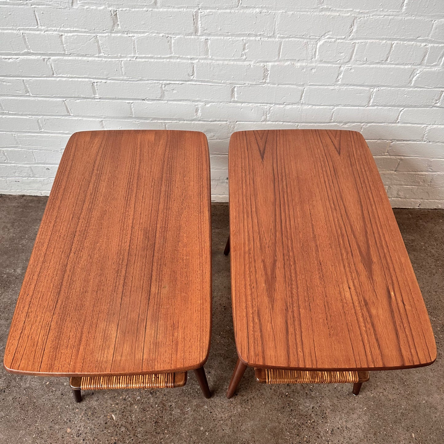 TEAK & CANE SIDE TABLES CASALA MODELL