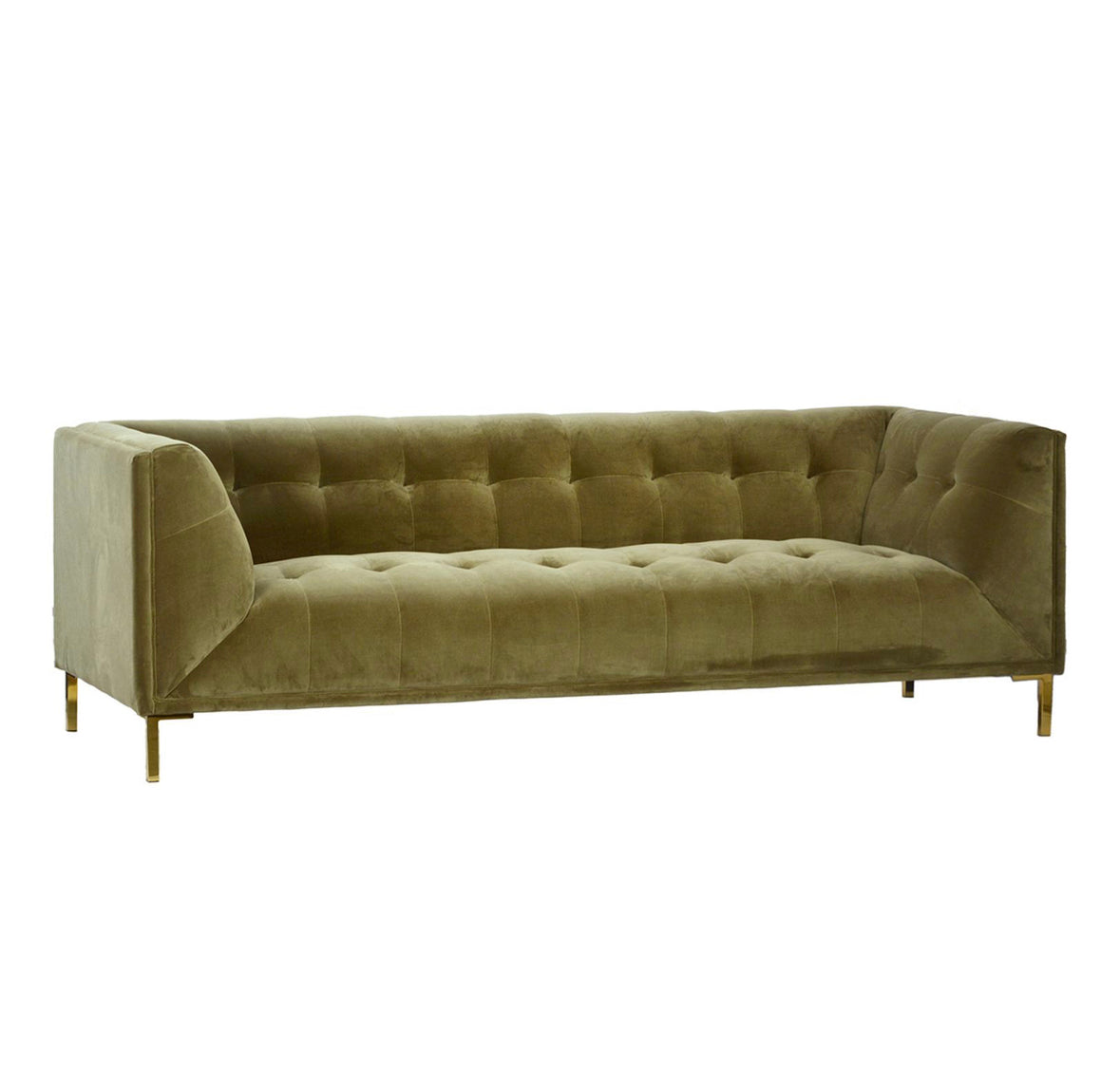 NEW MOSS GREEN VELVET CHESTERFIELD SOFA
