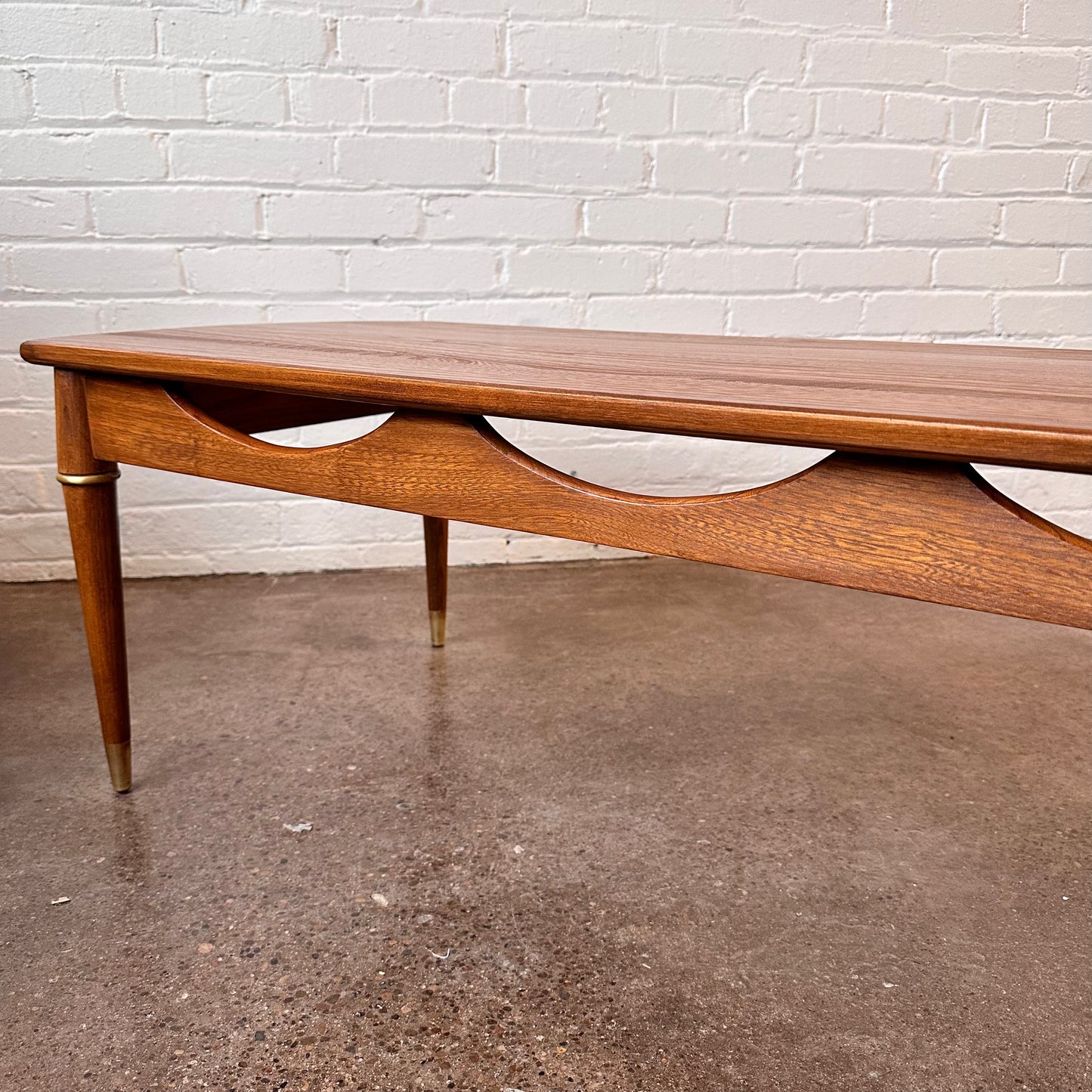 MCM ASH WOOD COFFEE TABLE WITH SCALLOPED BANDING