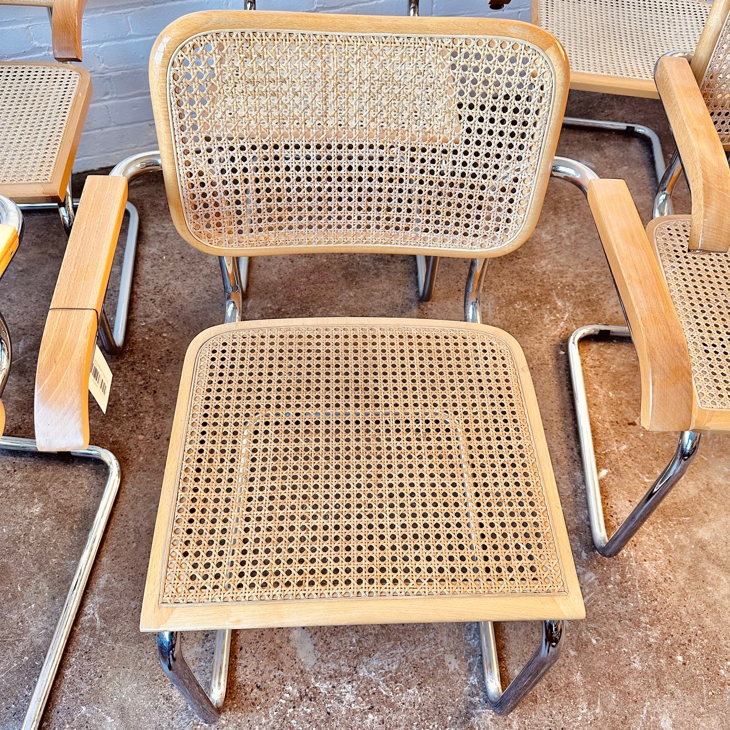 MARCEL BREUER CESCA CANED ARM CHAIRS - SET OF 6 MADE IN ITALY